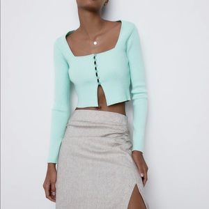 NWT Zara Square neck knit top